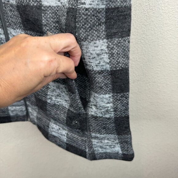 Calvin Klein Women's Glenn Plaid Knit Full Zip Sleeveless Black/Gray Size Small - Picture 4 of 11